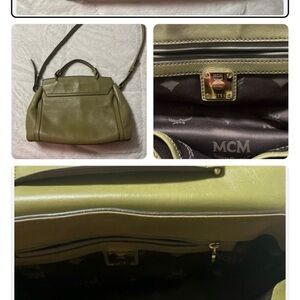 MCM Sage Green Leather Satchel